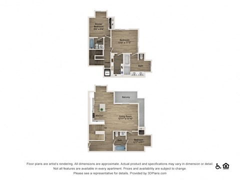 Floor plan for 3 beds, 2 baths, 1833 sqft